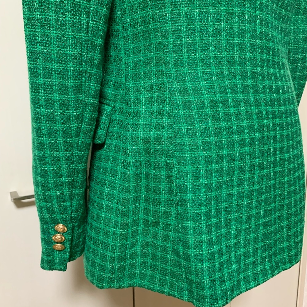 BNWT Zara Green Blazer with Checkered Pattern Sz S - Picture 4 of 5